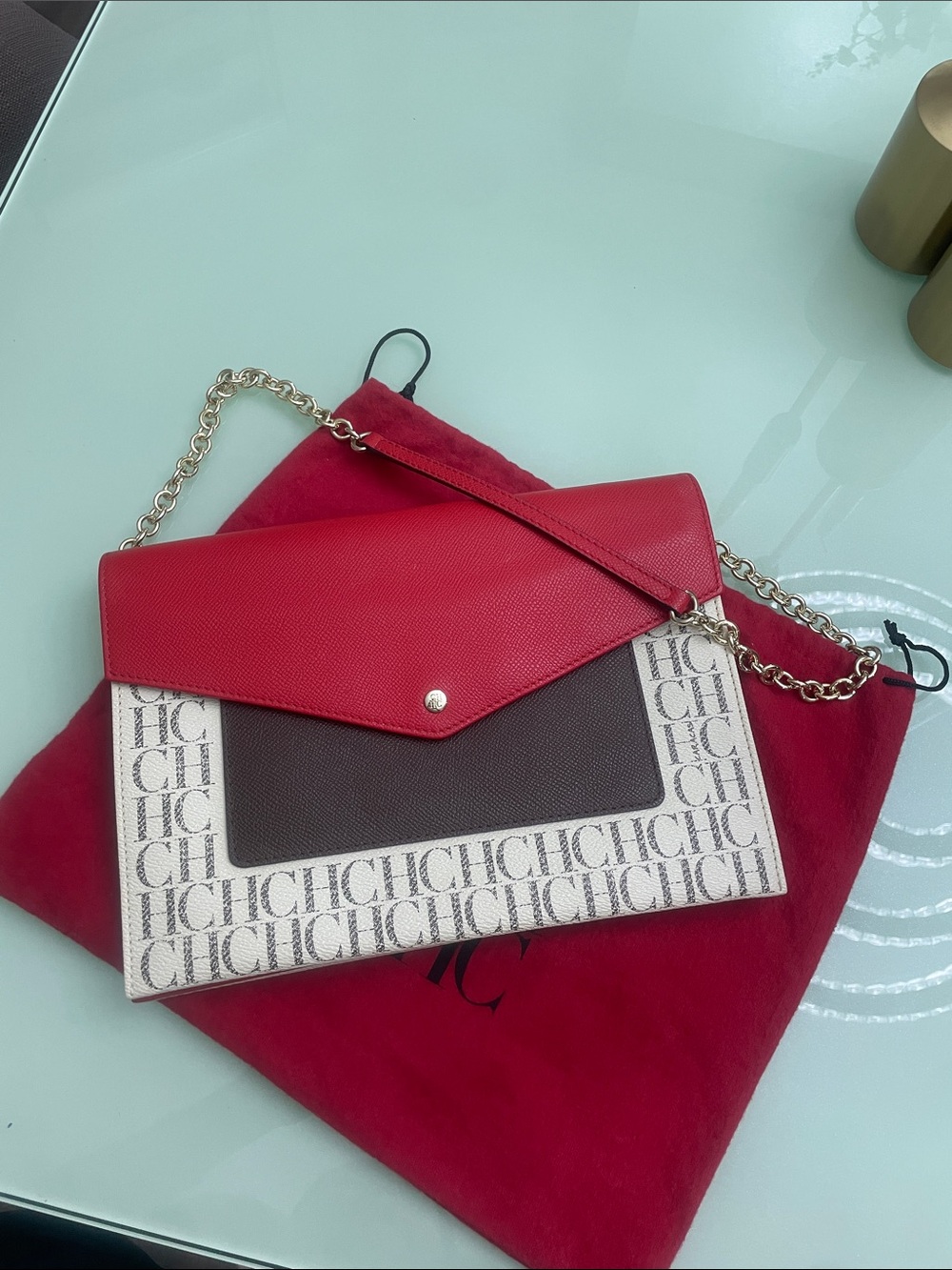 Carolina Herrera Leather Envelope Crossbody